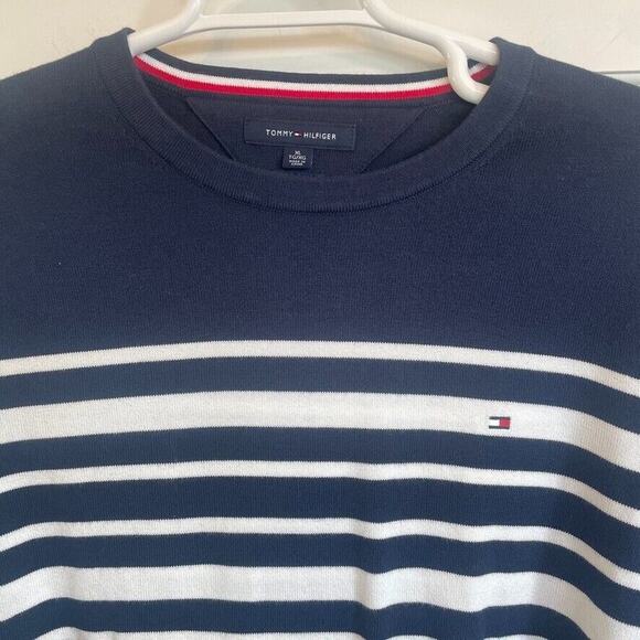 Tommy Hilfiger Men's XL Premium Cotton Crewneck Pullover Sweater Classic Stripe - Picture 2 of 7